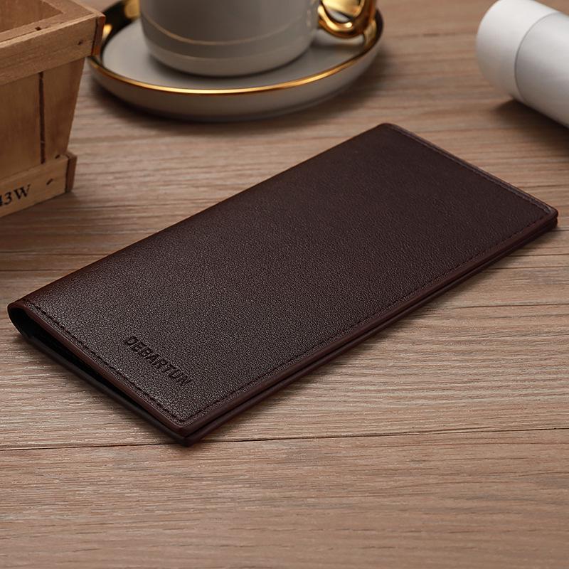 Portafoglio da uomo in morbida pelle ultra sottile: tinta unita, più scomparti per carte, leggero, alla moda, design semplice.