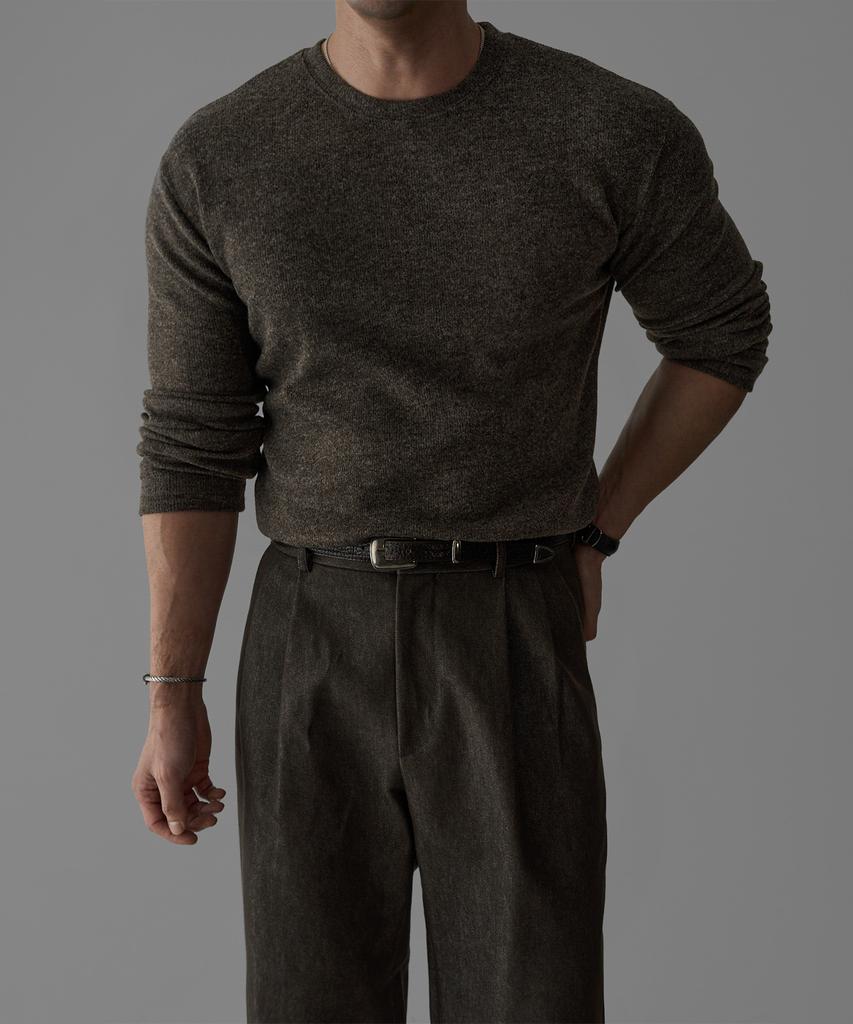 Baulopeulodeogteu Hairy Muscle Round Long Sleeve Knit Tee [Brown]