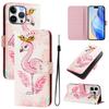For iPhone 15 Pro Max Case Pattern Printing Wallet Phone Cover with Strap
