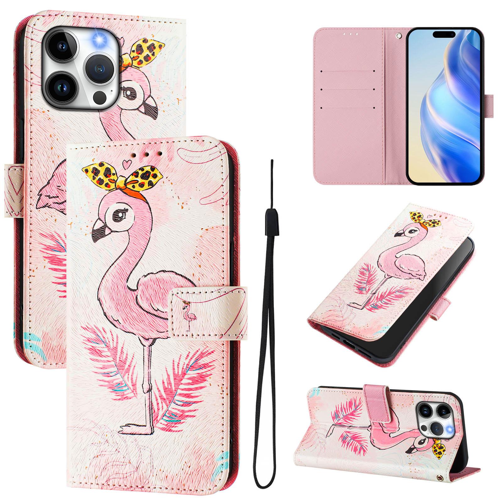 

For iPhone 15 Pro Max Case Pattern Printing Wallet Phone Cover with Strap Bird
