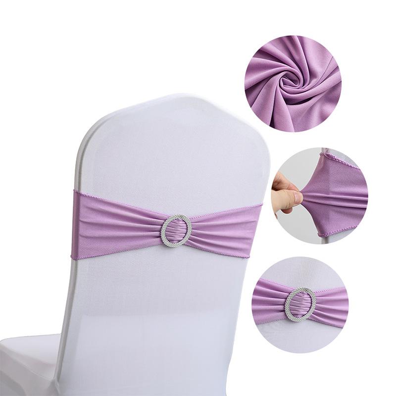 LMETJMA 10 Pcs Spandex Chair Sashes Premium Stretch Bows With Buckle Slider Universal Elastic Bands for Wedding Party Banquet