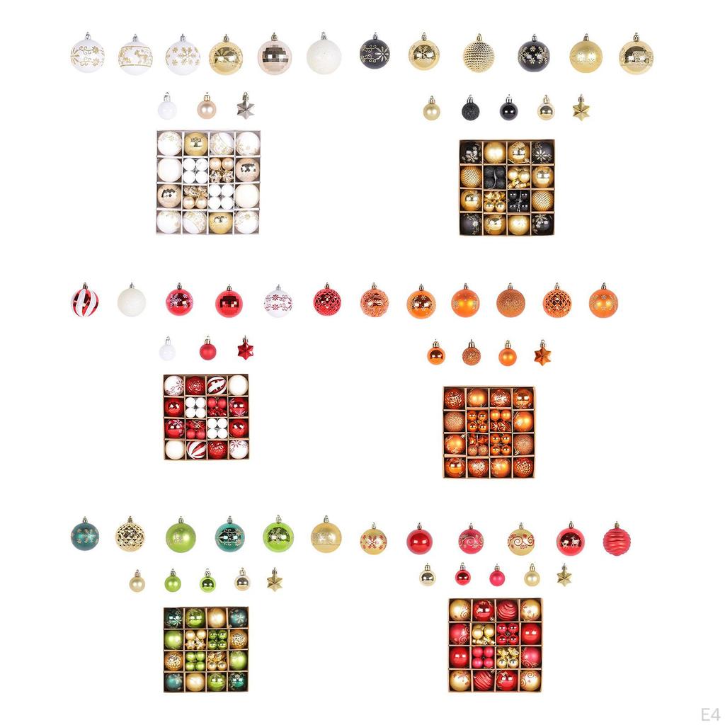 44 Count Christmas Baubles Ornaments for Tree Decoration Set Seasonal Celebrations