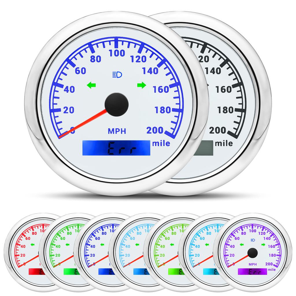 85MM Car Boat GPS Speedometer 0-200MPH Gauge Waterproof Speed Meter With 7 Colors Backlight for Marine Auto Motorcycle 12V/24V