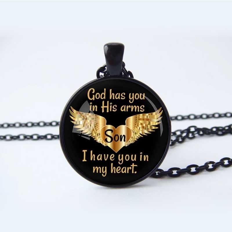 

Бог держит тебя в руке, ты в моем сердце, настоящее ожерелье, кулон, стеклянный кулон с кабошоном, ожерелье, подарок на день матери для сына и мамы