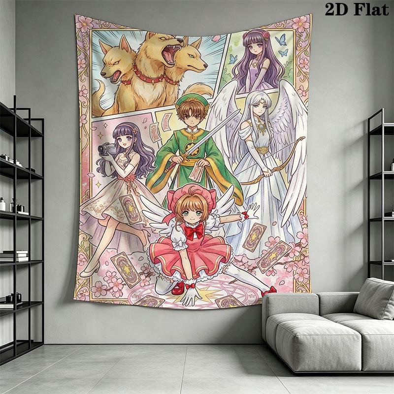 Cardcaptor Sakura poster Wall Hanging Printed Fabric Blanket Decorative Tapestries for Bedroom Living Room Home Decor