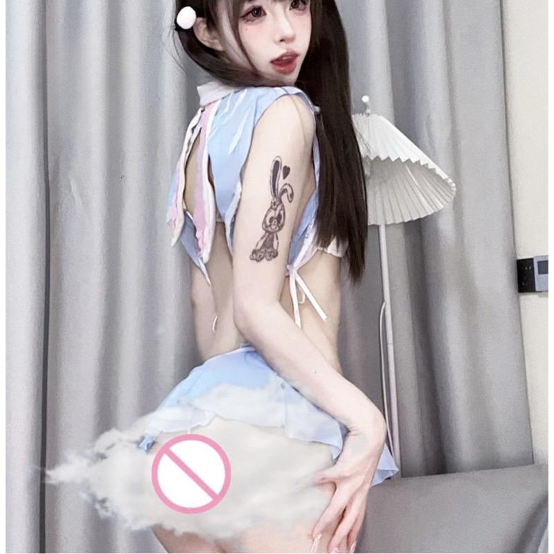 New Sexy Three-point JK Maid Outfit with Women's Erotic Lingerie, Hollowed Out and Non Removable Cute Maid Uniform Set