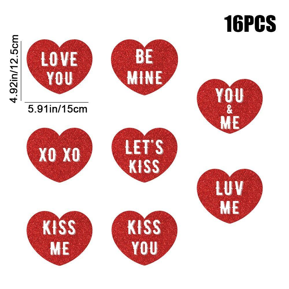 16Pcs Paper Valentine's Day Hanging Heart Pendant Decorative Red Love Heart Charm with Ribbon Funny Valentine's Day Decoration