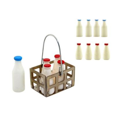 4Pcs Lovely Mini Resin Milk Bottles Model Toy Dollhouse Miniature Accessories