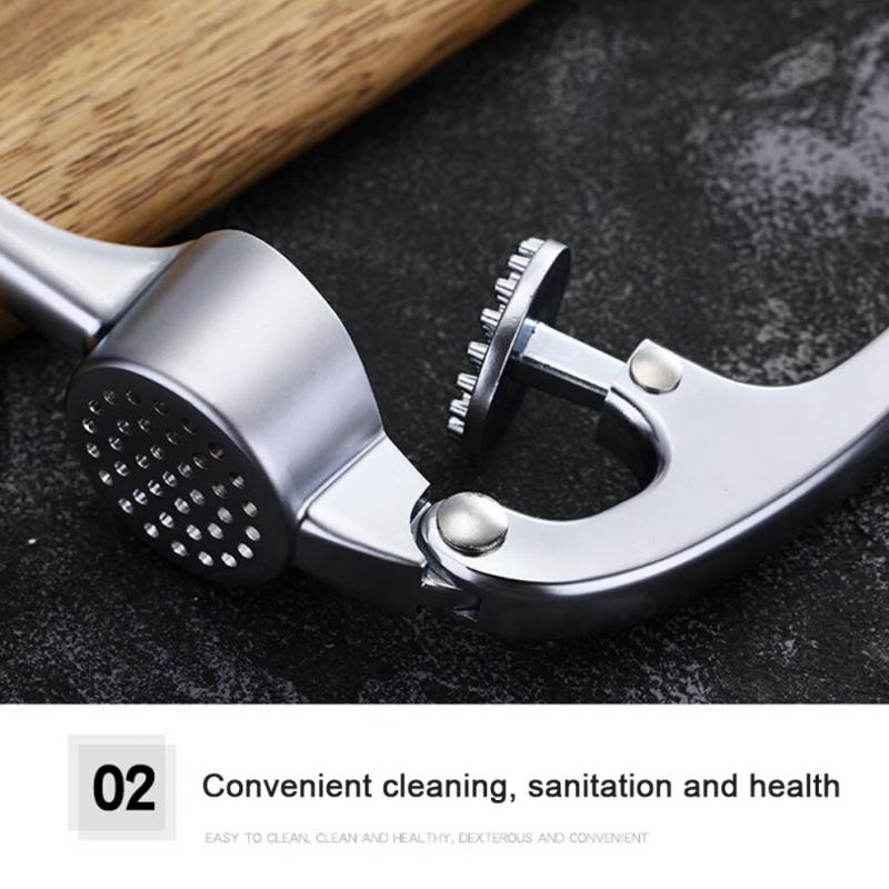Zinc Alloy 304 Stainless Steel Garlic Press Manual Garlic Crusher Peel Garlic Cloves Mash Garlic Paste Crush Garlic
