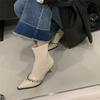 Rich Korean Celebrity Rhinestone Elastic Skinny Boots Women's Pointed Thin Heel Short Boots High Heel Skinny Side Zipper