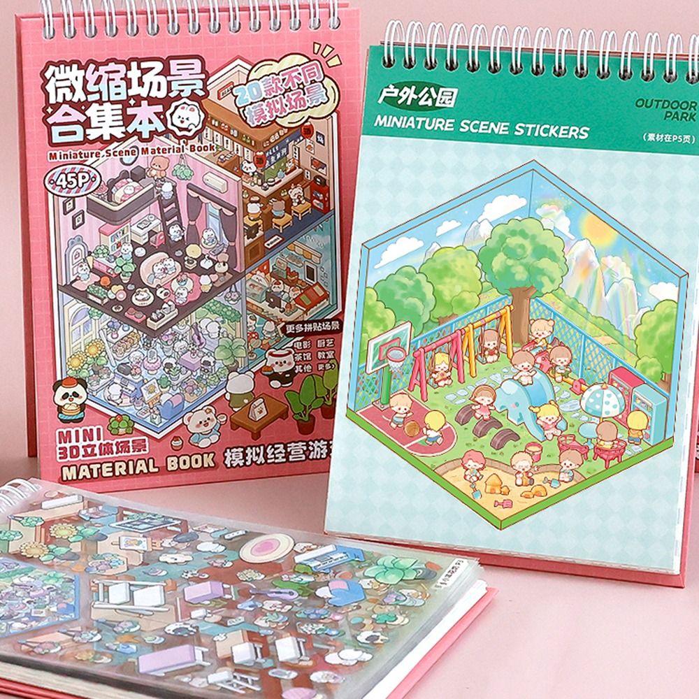 DIY Landscape Sticker Book 20in1 Cabin Scene Decorative Decals Student