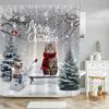 Funny Christmas Animals Shower Curtain Cute Puppy Dinosaur With Christmas Hat Flamingo Fabric Home Bath Curtains Bathroom Decor