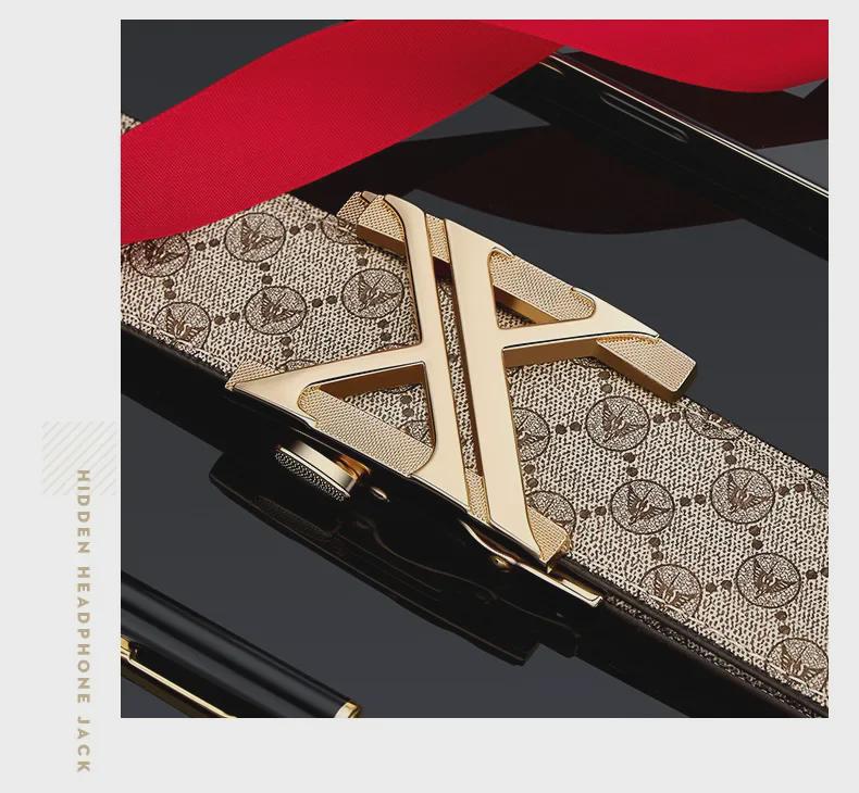 King Paul Men's Premium Alloy Buckle PVC Cowhide Business Belt, New Style.