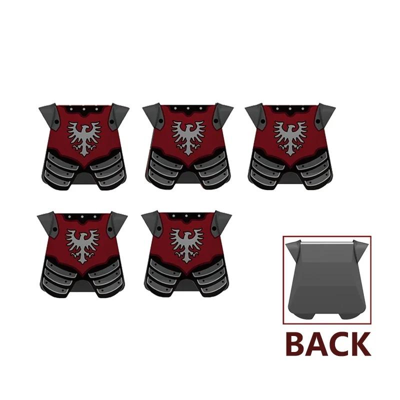 MOC Medieval Red Lion Black Eagle Castle Soldier Knight Horse Mount Building Block Military Figure Vest Armor Flag Toy Gift B036