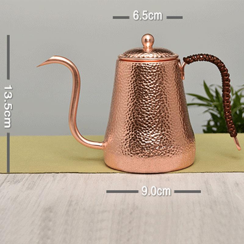 

500Ml Pure Copper Tea Pot, Single-Layer Thickened, Small Mouth, Chinese Retro Style,Gift, Hand-Hammered, Hand-Brewed Coffee Pot