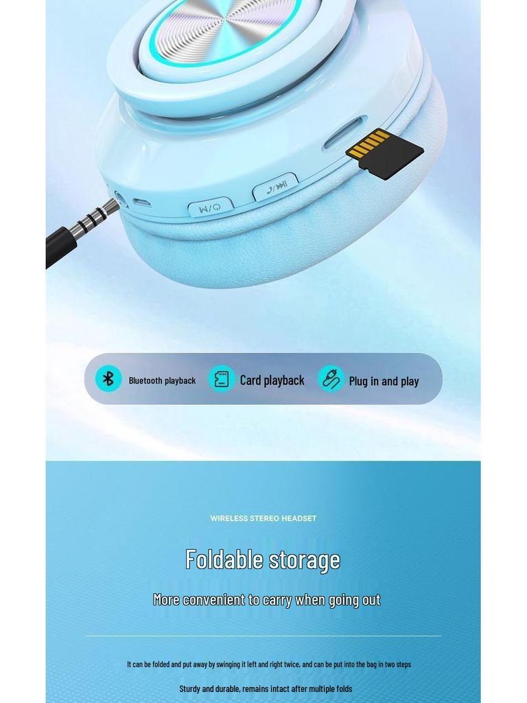 B39 Over-Ear Bluetooth Headphones with Cool Light Effects, Card Slot, and Superior Sound Quality for Men, Women, and Students.