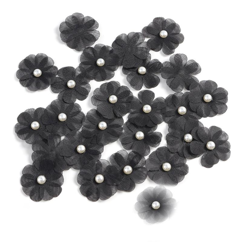 

30Pcs Fabric Flower Applique for Craft Wedding Bridals Headdress Home Decoration Sewing Flower Patches Sewing Accessory чёрный