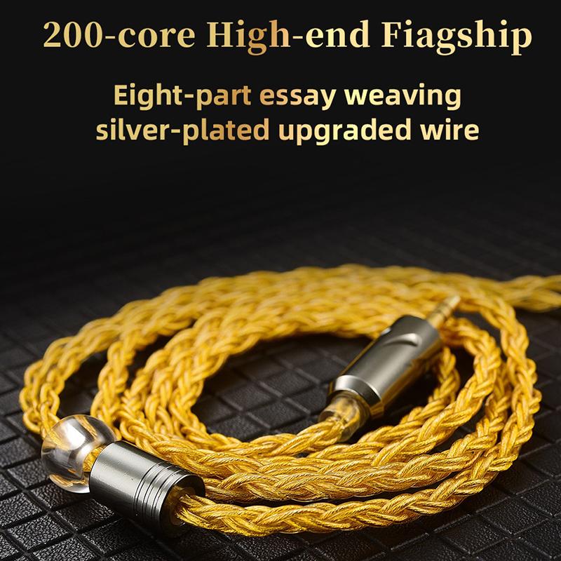 Qkz T1 Earphone Cable 8 Strand Copper Silver-Plated Upgrade Wire 3.5Mm Wired Headphone Cord For Zxn Zxt Ak6 Zs10 Edx Pro Zsr Cca