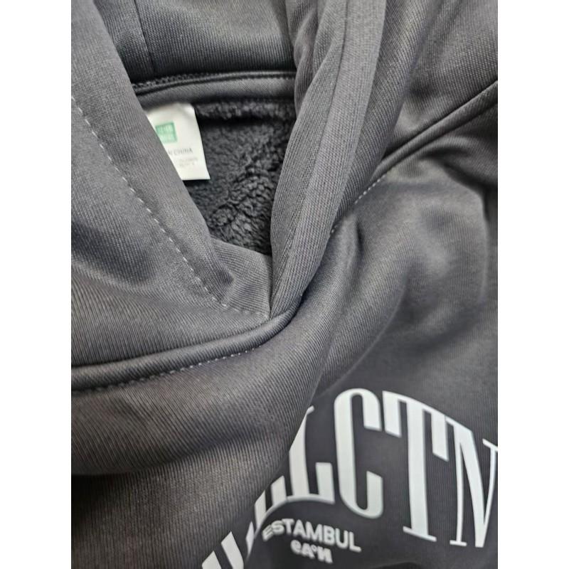 Sudadera con capucha de manga larga extragrande para mujer con estampado de letras, mezcla de algodón, top casual