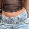Metal Waist Chain Summer Female Carved Flower Buckle Belt Shinning Thin Belt