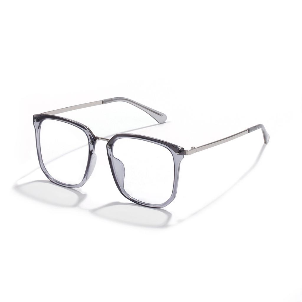 9097 Large Frame Semi-Metal Square Glasses Women, Retro Flat Mirror Trend