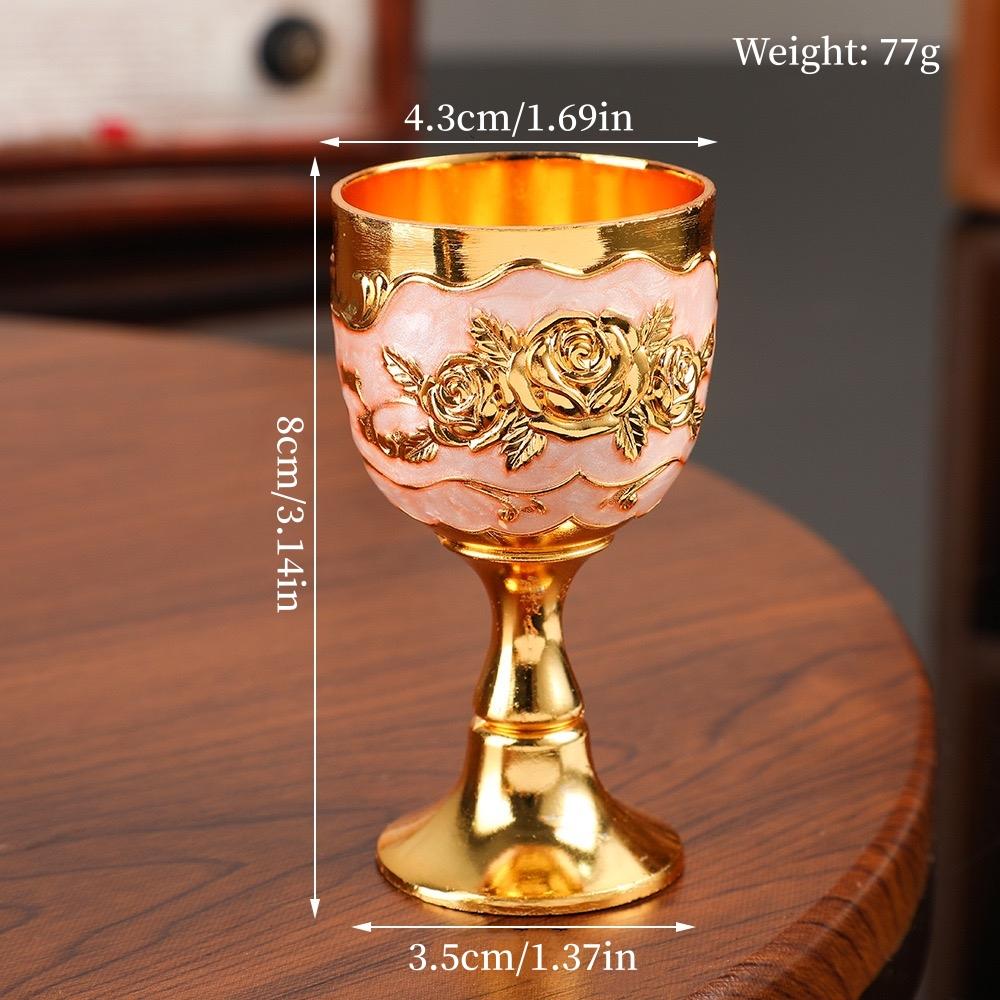 European Vintage Wine Glasses,Carved Castle 30 ml Mini Spirit Vodka Cup,Bronze Alloy Portable Spirits Goblet,Wedding Decoration