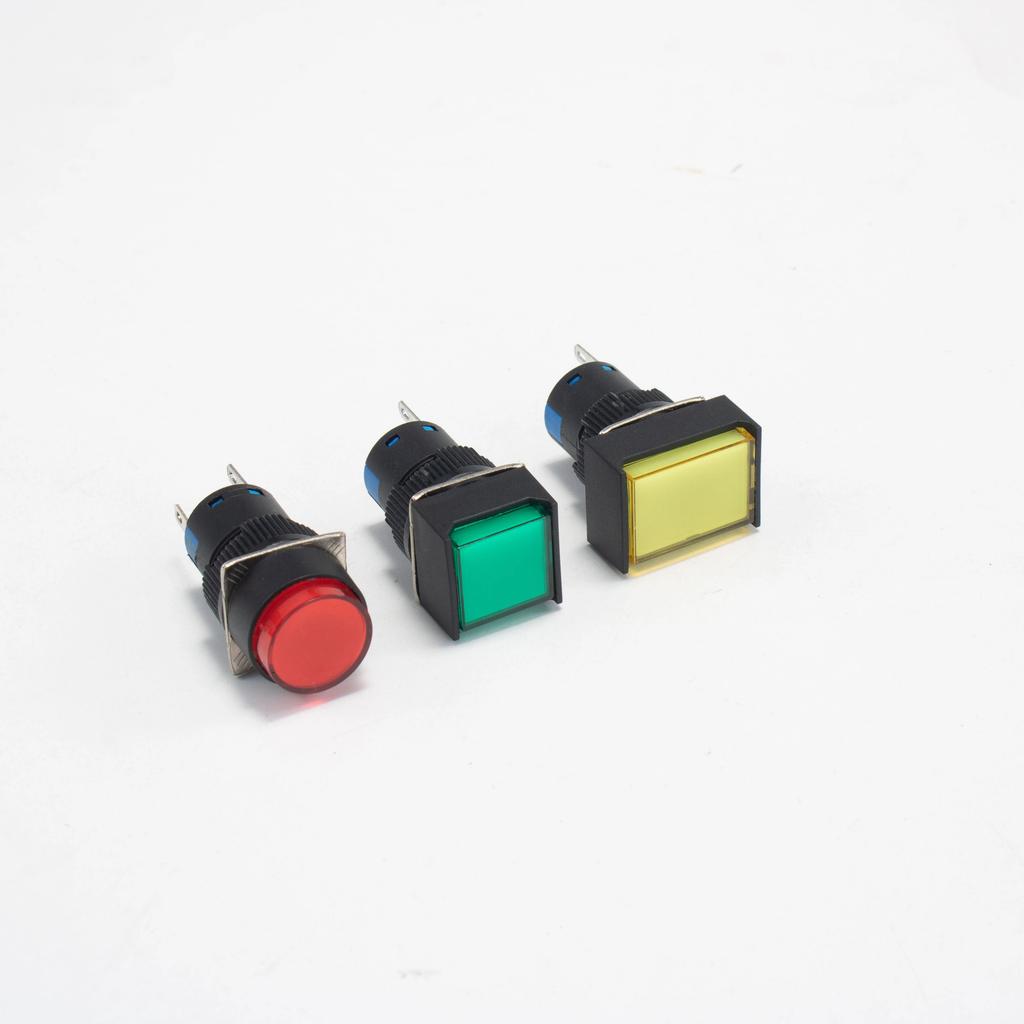 Button Switch LA16 Self Locking Reset Rectangle Circle Square Power Supply Contact Push Button Switch Without Light 1NO1NC Switches4