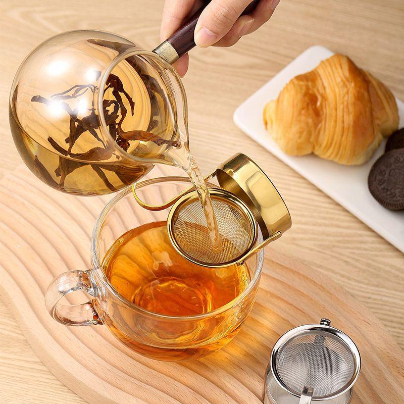 304 Stainless Steel Tea Coffee Strainer Filter With Base For Loose Leaf Tea Easy To Clean Kung Fu Tea Fine Mesh Tea Filter