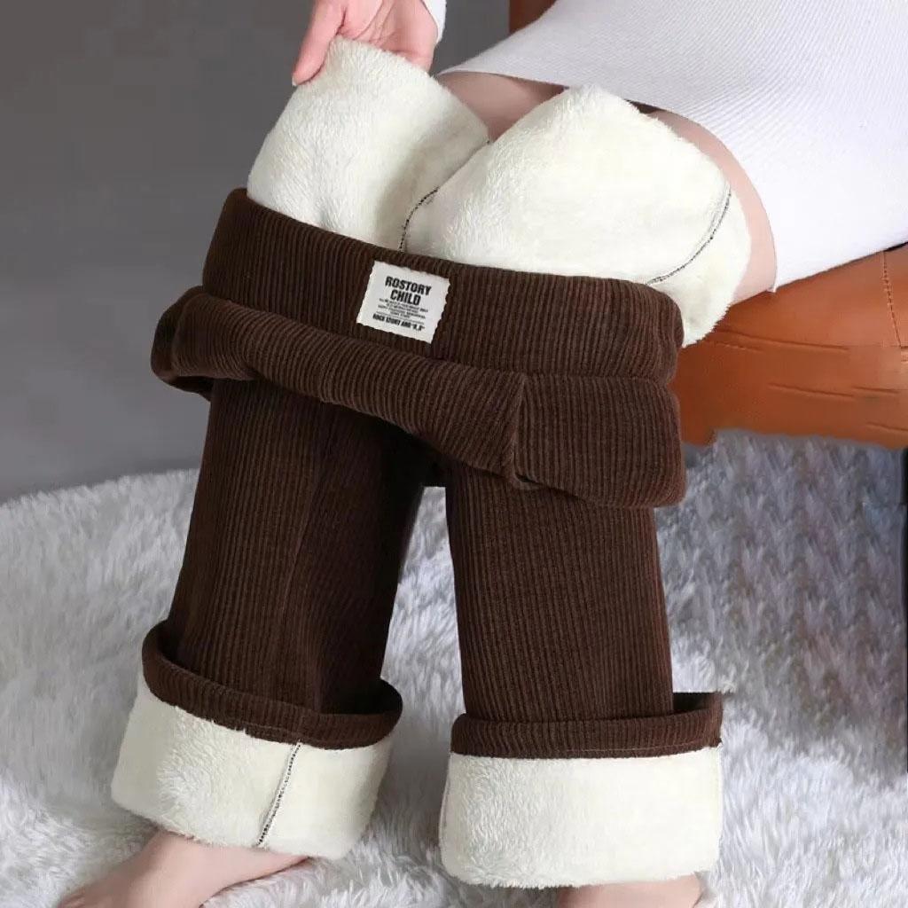 Thick Winter Lined Wide Leg Pants CasualThicken Warm Baggy Sweatpants Women HighWaist Korean Lamb Fluff Straight Pantalones