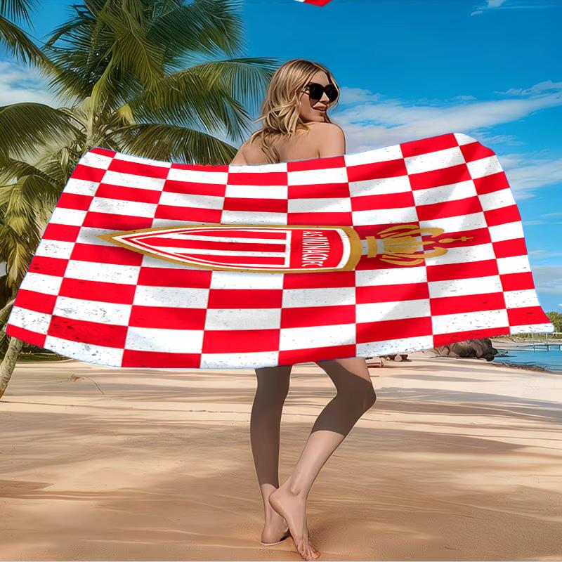 AS Monaco Wappen Strandtuch Mikrofaser Strandtuch, Leicht und Schnelltrocknend, für Sommerreisen, Schwimmbad-Fan Geburtstagsgeschenk