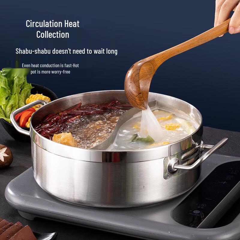 Wandaichuan 30cm Stainless Steel Hotpot with Steel Lid