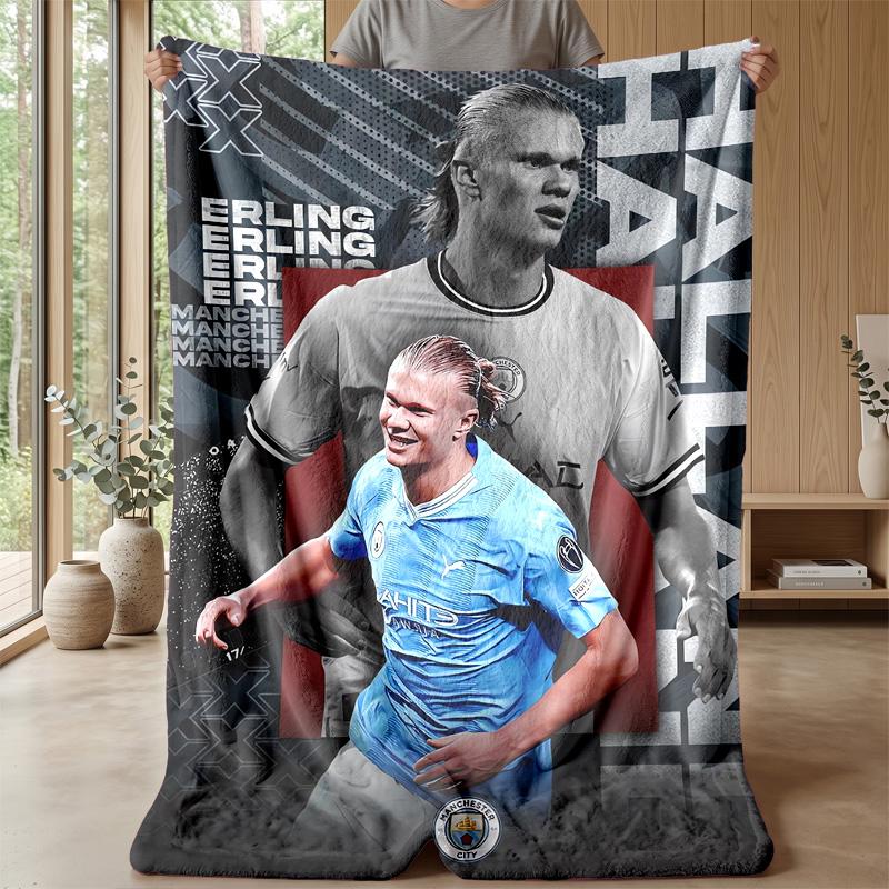 Erling Haaland Theme Blanket Soft Flannel Blanket Plush Throw Blanket Cozy Sofa Bed Blanket for Home Decor
