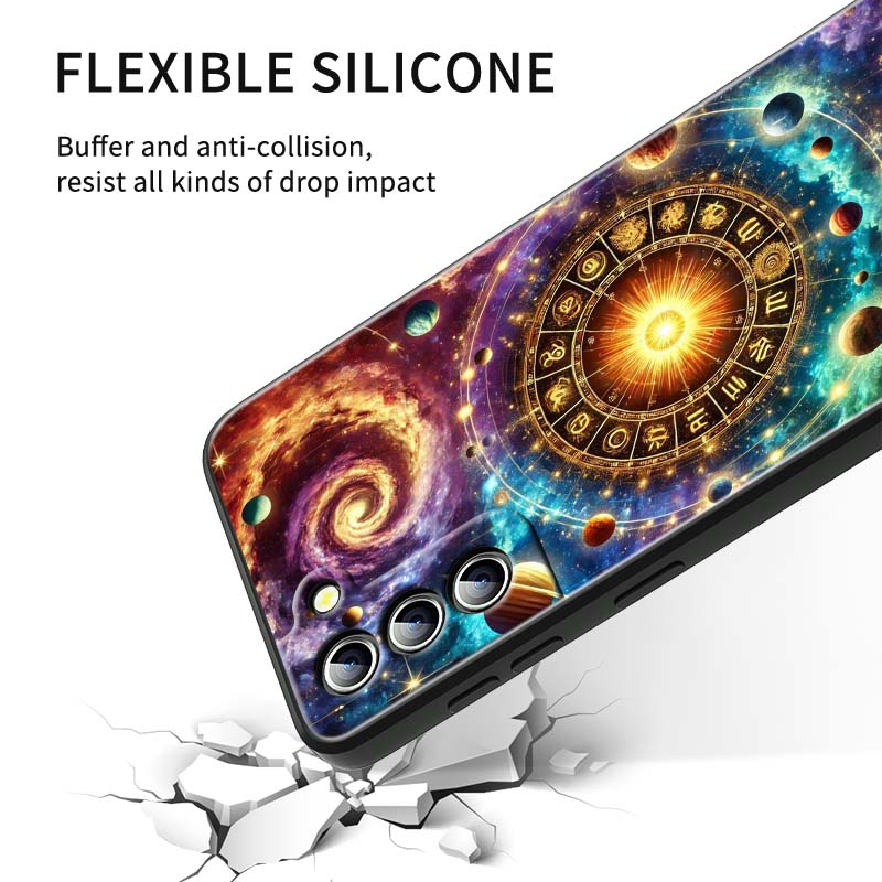 Cosmic Starry Sky Pattern Phone Case For Samsung Galaxy S26 S25 S24 S23 S22 S21 S20 Ultra Plus FE 5G Black Soft TPU