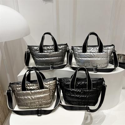 2026 Winter Luxury Quilted Tote Bag Women Fashi Down Puffer Shoulder Bag Large Capacity Crossbody Messenger Purse Nyl Gift