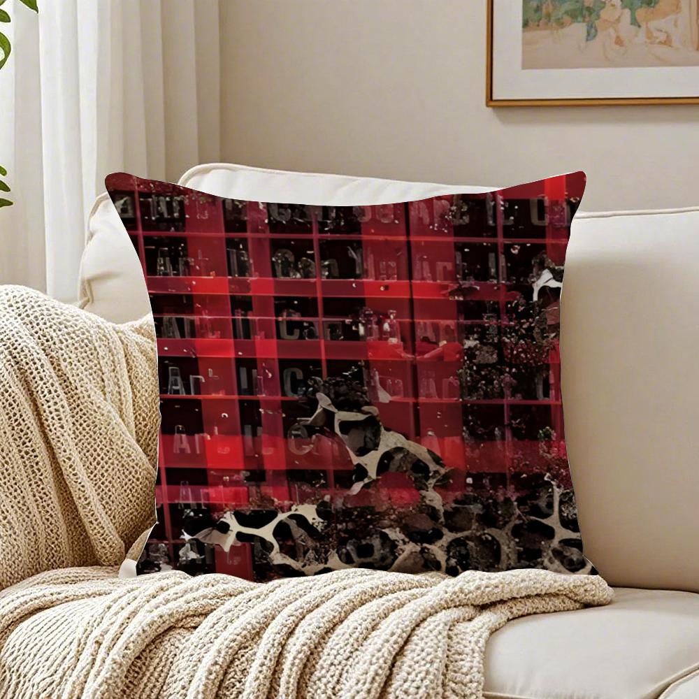 Plaid Leopard Print Textures Pillow Cushion Cover Linen Pillowcase Soft For Sofa Bed Home Room Decor