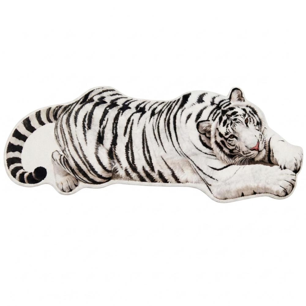 2D Flat Tiger Bedroom Carpet Non-slip Doormat Unique Bedside Rug  Home Decor