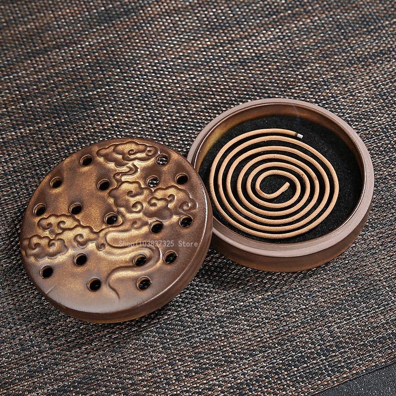 4-hour Coil Incense Burner Ceramic Retro Hollow Aromatherapy Stove Home Tea Room Decorations Relaxing Purifying Fragrance Tools