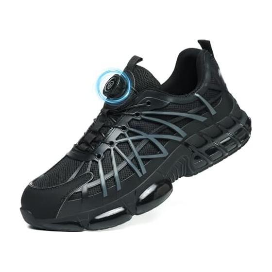 [TimGross] Safety Shoes, Dial Type Work Shoes, Men s, Lightweight, Safety Shoes, Breathable, Steel Toecap, Slip Resistant, Thick Sole, Safety Shoes,