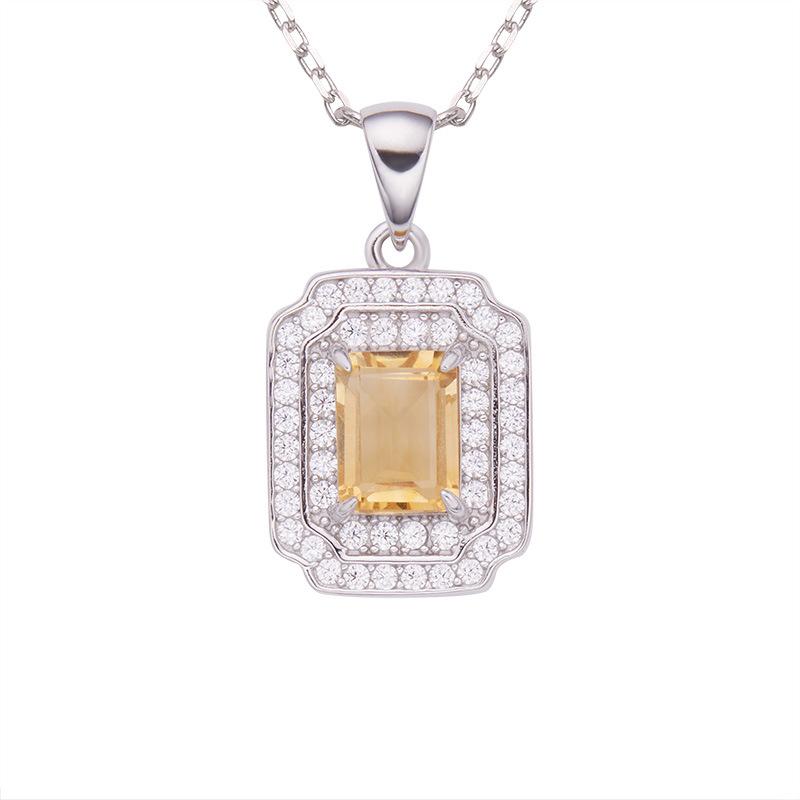 Natural Color Treasure Jewelry Citrine Amethyst Topaz Pendant Necklace Women S S925 Sterling Silver