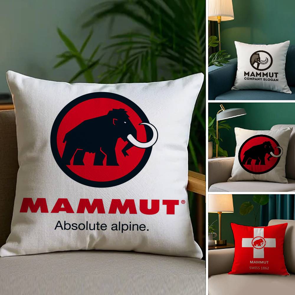 Logo MMAMMUT Brand Pillow Case Home Doublesided Printing Short Plush Colorfast Microfiber Cushion Cover
