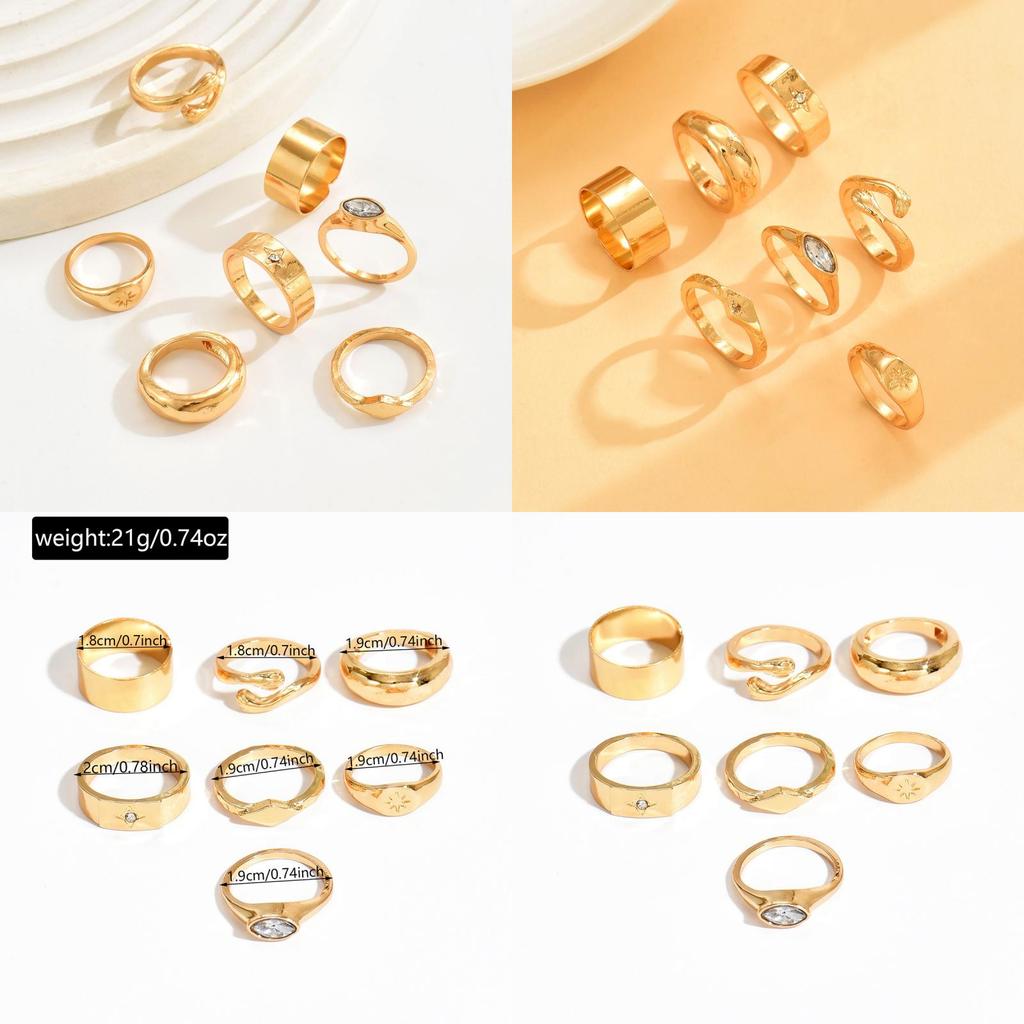 Geometric Star Ring Jewelry Set With Electroplated Zinc Alloy For Womens Fashion Accessories