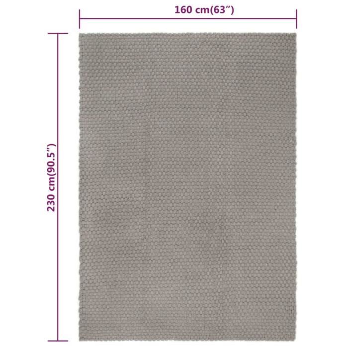 VidaXL Rectangular Rug Grey 160x230 Cm Cotton 345122