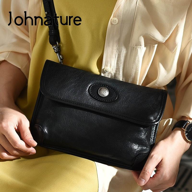 Johnature Geantă Mic Personalizată de Stradă din Piele Naturală Genți de umăr versatile retro din piele de vacă