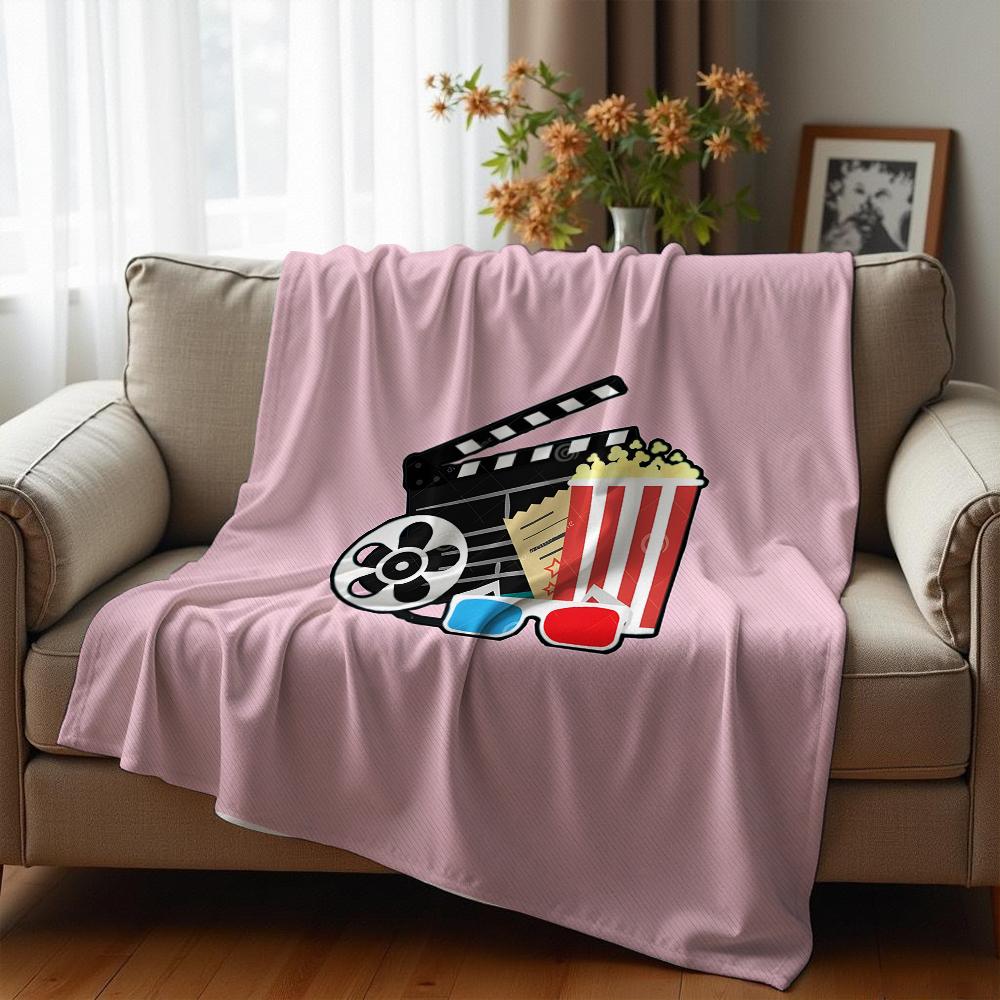 Minimal Line Pastel Flower Cartoon Anime Print Flannel Blanket Soft Warm Throw for Kids Bedroom Sofa Christmas Office Car
