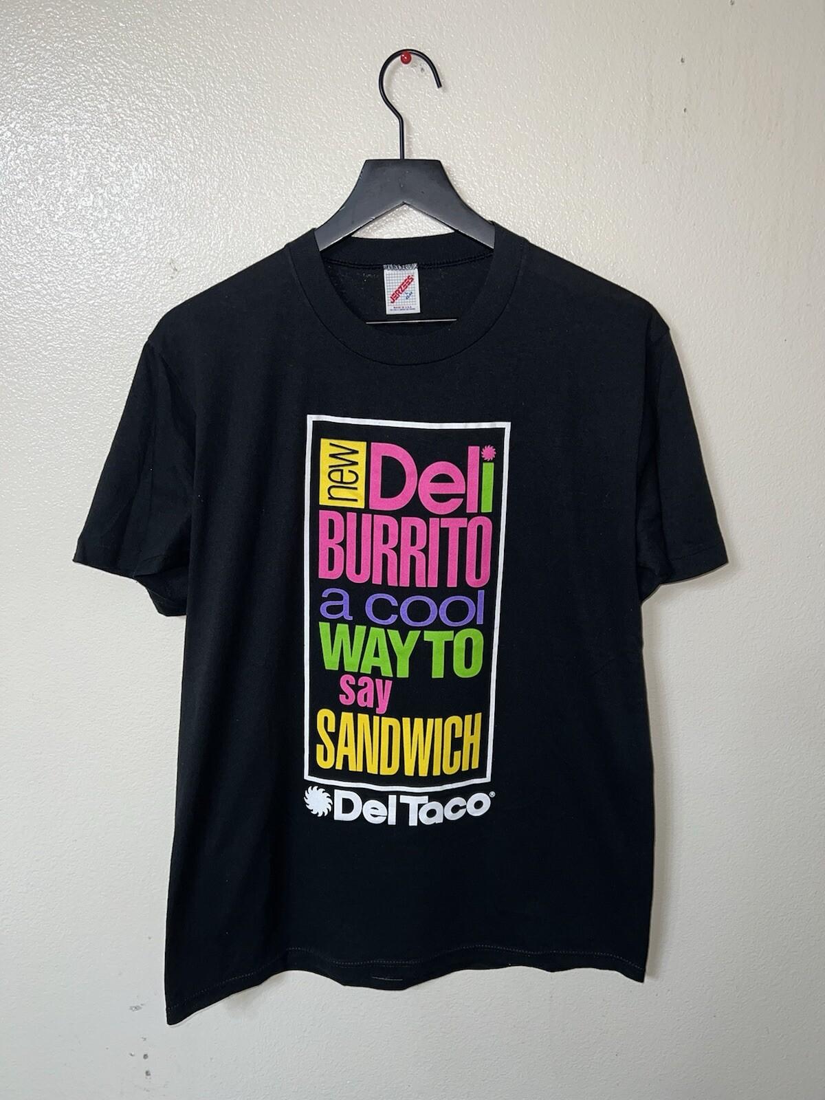 Vintage 90s Del Taco T Shirt Mens L Black Jerzees Short Sleeve Regular Retro 80s Unisex T-Shirt XXXL