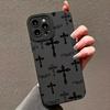 Phone Case For iPhone 16 15 14 11 12 13 Pro Max Mini 7 8 Plus X XR XS Max SE  16E Black Cross Print Shockproof Soft Cover