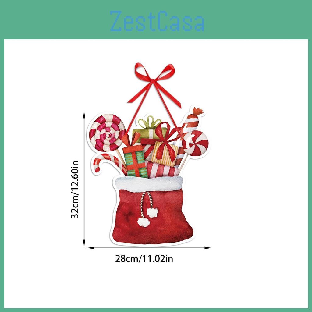 Christmas Party Paper Door Hanging Decor With Festive Flower Wreaths For Holiday Scene Setting