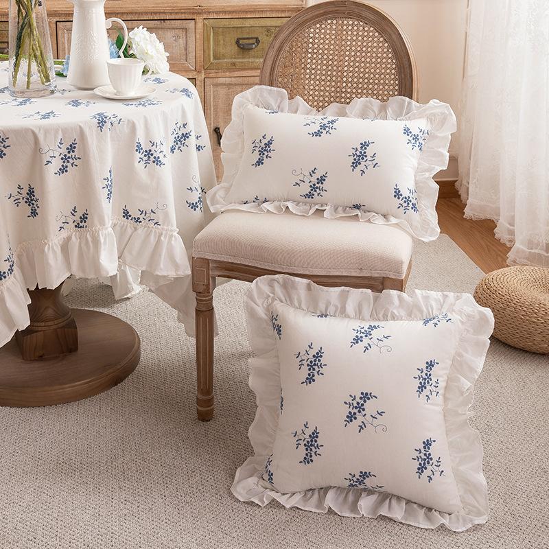 French Embroidered Romantic Ear Strap Coreless Throw Pillow Cushion Cover