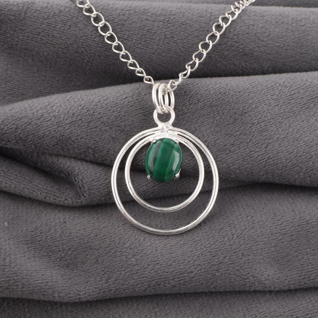 Malachite Pendant, 925 Sterling Silver Pendant Jewelry. Handmade Pendant Gemstone Jewelry Gift For Women
