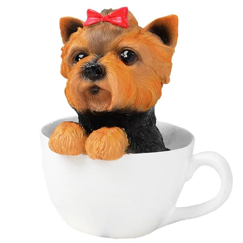 Home Decoration Cute Resin Dog Table Living Room Decoration Tea Cup Simulation Dog on Desk resin dog statues cute dog home deocr